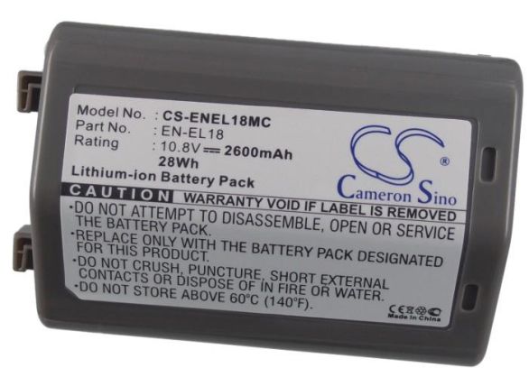 Camera Battery for NIKON D4,D5,D500,D800  EN-EL18MC  10.8V 2600mAh  LiIon   Cameron Sino