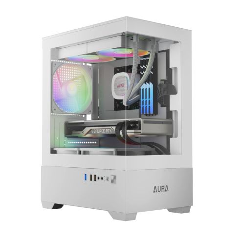 Gamdias кутия Case mATX - AURA GC9M White - 3 x 120 mm A-RGB, Tempered Glass