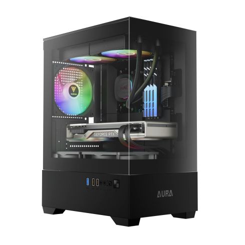 Gamdias кутия Case mATX - AURA GC9M - 3 x 120 mm A-RGB, Tempered Glass