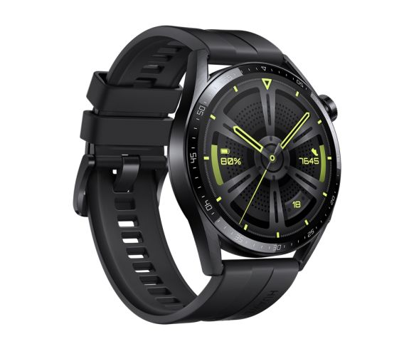 Часовник Huawei Watch GT 3 46mm, Active Jupiter-B19S, 1.43", Amoled, 466x466, PPI 326, 4GB, Bluetooth 5.2 supports BLE/BR/EDR, 5ATM, NFC, GPS, Battery 455 maAh, Black Fluoroelastomer Strap
