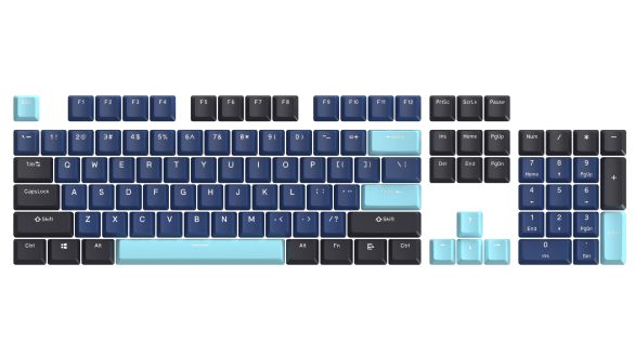Marvo Custom Keycap Set PBT, 104 keys, Dark Blue, Black, Cyan - MARVO-KP-01-BL
