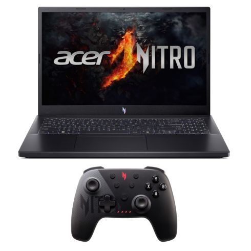 Лаптоп Acer Nitro V15, ANV15-41-R948, AMD Ryzen 7 7735HS( up to 4.55GHz, 12MB), 15.6" FHD(1920x1080)IPS 144Hz, 1*16GB DDR5 (1 slot free), 512 GB PCIe NVMe SSD, NVIDIA GeForce RTX 4050 6GB GDDR6, Wi-Fi AX, BT, No OS, Black + Nitro Wireless gamepad in the b
