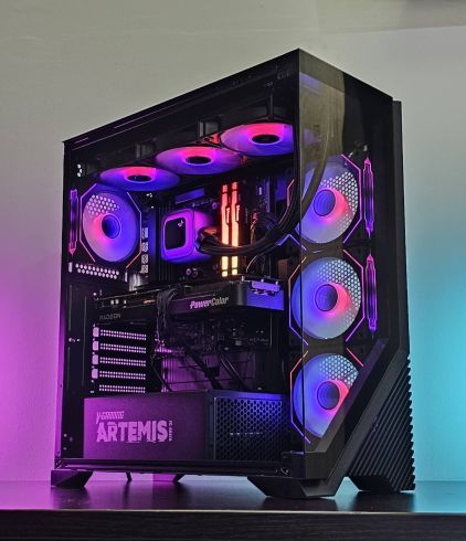 RX 9070XT 16GB/ Ryzen 7-7800X3D/ RAM 32GB/ SSD 1TB/ B850 Wi-Fi/ 1000W/ Răcire cu apă/ PC de gaming Dark Reaper DR006