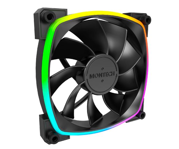 Ventilator Montech RX120 PWM, Ventilator REVERSE, 120 mm, ARGB, Negru