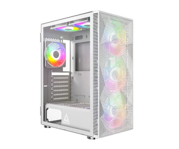 Montech box X3 MESH, carcasă Mid-tower, TG, 6 ventilatoare RGB fixe, alb