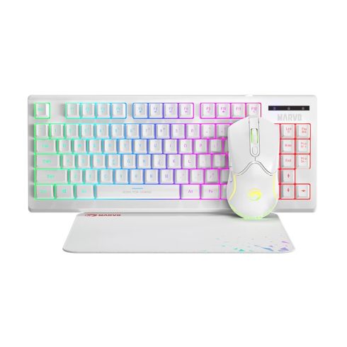 Marvo Геймърски комплект Gaming COMBO CM310 3-in-1 White - Keyboard, Mouse 1000 Hz, Mousepad