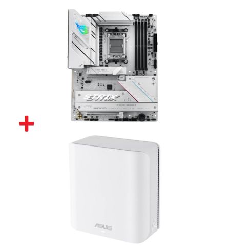 Дънна платка Asus ROG Strix B850-A Gaming Wi-Fi + Asus Mesh WiFi system, ZenWiFi BD4 1PK, BE3600, Dual-Band, up to 240m2, Quad-Core 1.5GHz CPU, 128MB/512MB Flash/RAM, 2.5G dual-port, Smart Home Master SSIDs, AiProtection Pro, Adaptive QoS, VPN server/clie