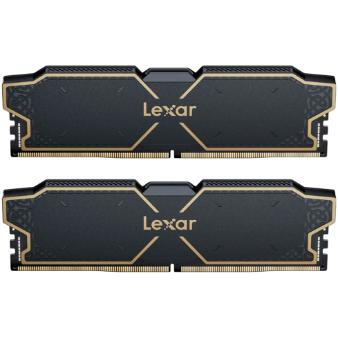 Lexar 32GB Kit (2x16GB) THOR DDR5 6000 CL38 1.3V Memory with heatsink, Dual pack, Black Color