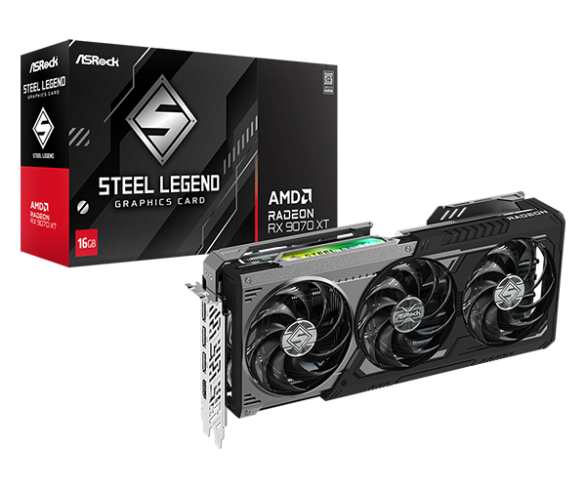 Графичен процесор GPU AMD Radeon™ RX 9070 XT Steel Legend Dark 16GB