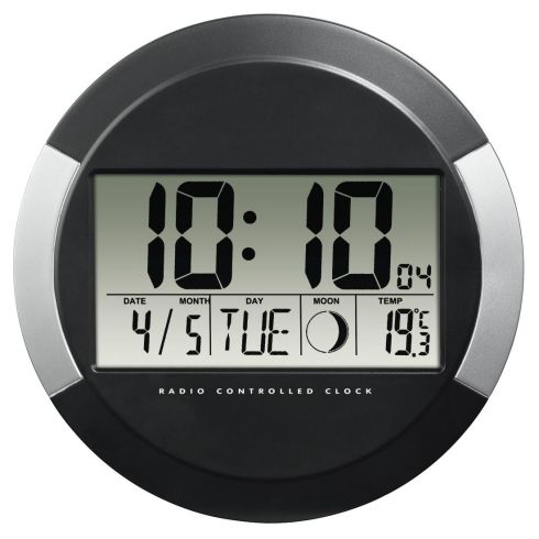 Radio ceas de perete Hama PP-245, DCF, 24,5 cm., Negru
