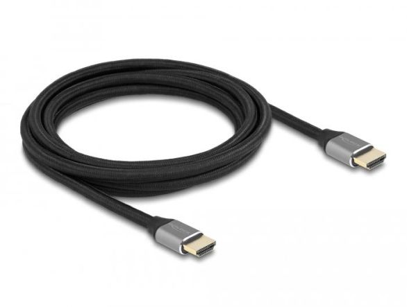 Cable Delock de viteză ultra mare, HDMI tată - HDMI tată, 48 Gbit/s, 8K 60 Hz, 3 m, gri