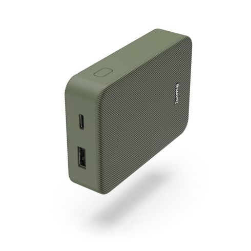 HAMA Baterie externă „Colour 10”, 10000 mAh, 2 ieșiri: USB-C, USB-A, verde
