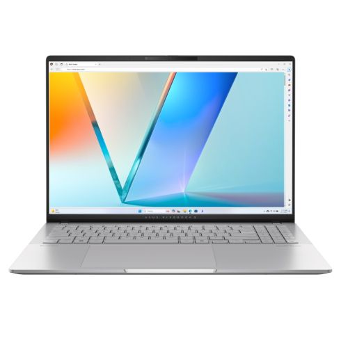 Laptop Asus Vivobook S M5606NA-MX023W, AMD Ryzen R5-7535HS, OLED de 15,6 inchi (3200 x 2000) 16:10, LPDDR5X de 16 GB (8 GB pe BD), SSD de 512 GB, tastatură Chiclet retroiluminată cu tastatură Nuclet RGB 1-Zone , Windows 11, Cool Silver