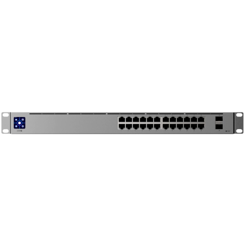 Ubiquiti 24 porturi, comutator Layer 3 Etherlighting™, 8 porturi PoE++ de 2,5 GbE, 16 porturi RJ45 GbE inclusiv (8) PoE+ și (8) PoE++, 2 porturi 10G SFP+