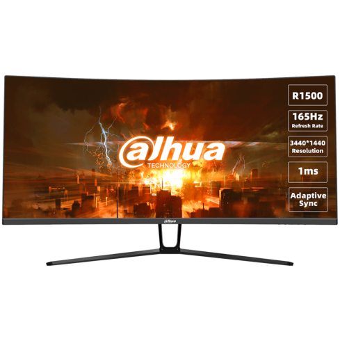 Monitor curbat pentru jocuri Dahua LM34-E330C, 34" UWQHD (3440x1440), VA, 165Hz, 350 nits, 120% sRGB, 21:9, 3000:1, 178°/178°, 1ms, DP2, HDMI 142x, DP2, 1ms. 2.0, 1x ieșire audio, DC 12V, 2A, 78W.