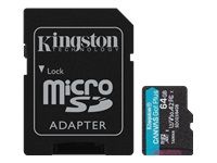 KINGSTON 64GB microSDXC Canvas Go Plus 170R A2 U3 V30 Card ADP