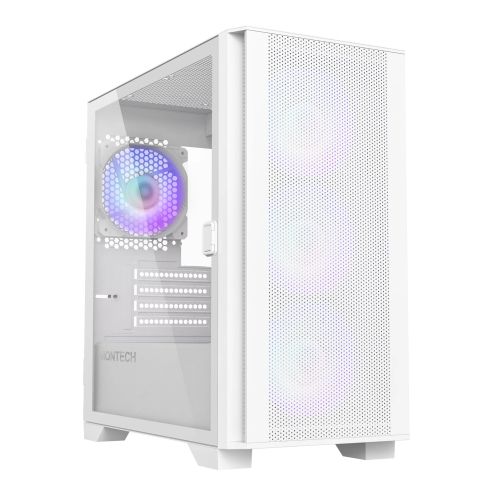 Montech box AIR 100 ARGB, carcasă Micro ATX, TG, ventilatoare ARGB 4x120 mm, alb