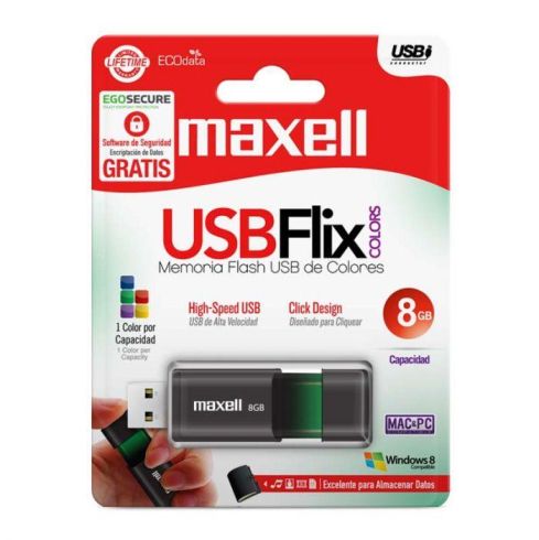 USB stick MAXELL FLIX, USB 2.0, 8GB, Black