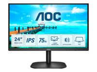 Monitor AOC 24B2XD, 23.8" WLED IPS, 1920x1080@75Hz, 4GtG, 250cd/m2, 1000:1, DC20M:1, FlickerFree, Low Blue Light, Tilt, D-SUB, DVI