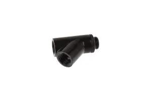 Conector Y Alphacool Eiszapfen, pivotant, 45°, G1/4 tată la 2 x G1/4 filet interior, negru mat