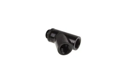 Conector Y Alphacool Eiszapfen, pivotant, 45°, G1/4 tată la 2 x G1/4 filet interior, negru mat