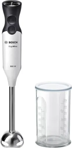 Blender Bosch MS61A4110, Blender, ErgoMixx, 800 W, Cană transparentă inclusă, Alb, antracit