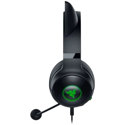 Kraken Kitty V2 - Negru, căști pentru jocuri, Kitty Ears, Iluminare reactivă în flux, microfon cardioid HyperClear, drivere TriForce de 40 mm, microfon încorporat în căști, Razer Chroma RGB (ureche și căști), sunet surround: disponibil numai pe Windows 10