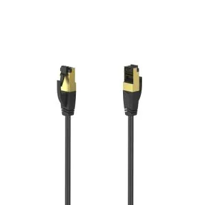 Cablu de corecție de rețea HAMA S/FTP, CAT 8, RJ-45 - RJ-45, 40Gbit/s, 5,0 m, fără halogeni, negru