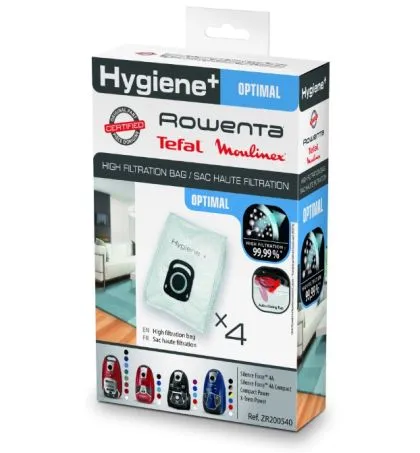 Sac de vid Rowenta ZR200540, High Filtration Hygiene +, 4 saci de vid, 4,5 litri, O inchidere automata