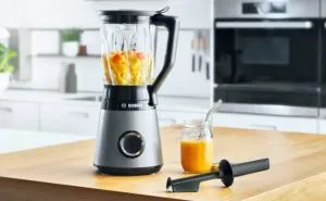 Blender Bosch MMB6172S Series 4, VitaPower Blender, 1200 W, Glass ThermoSafe jug 1.5 l, Two speed settings and pulse function, ProEdge stainless steel blades made in Solingen, Silver