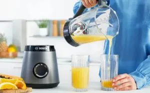 Blender Bosch MMB6172S Series 4, VitaPower Blender, 1200 W, Glass ThermoSafe jug 1.5 l, Two speed settings and pulse function, ProEdge stainless steel blades made in Solingen, Silver