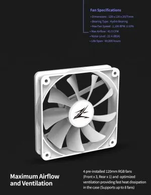 Zalman Case ATX - I3 NEO White - RGB, Mesh