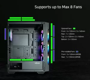 Zalman кутия Case ATX - I3 NEO TG Black - aRGB, Tempered Glass