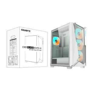 Cutie Gigabyte C301 WHITE V2, sticlă securizată, Mid-Tower, RGB Fusion