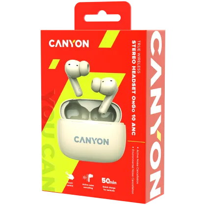 CANYON headset OnGo TWS-10 ANC+ENC Beige