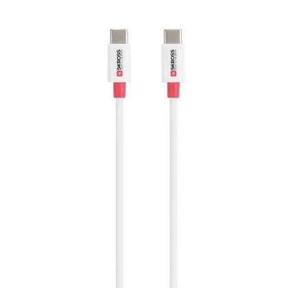 Cablu Skross, USB-C - USB-C 2.0 tată, 0,15 m, Alb