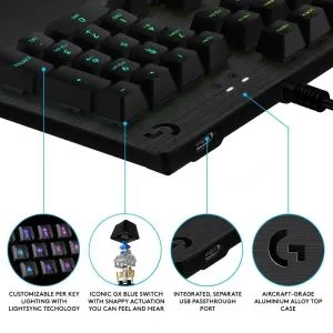 Tastatură mecanică Logitech Gaming, G513 Carbon RGB, comutatoare mecanice GX Brown