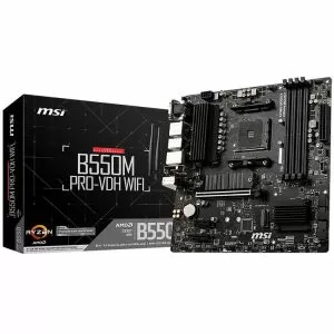 MSI B550M PRO-VDH WIFI,m-ATX,Socket AM4,AMD B550 Chipset,4 DIMMs,Dual Channel DDR4 up to 4400+(OC)MHz,1x PCIe 4.0/3.0 x16 slot,2x M.2 slots,4x USB 3.2 Gen 1, 2x USB 2.0, 1x HDMI, 1x DP, 1x VGA, WiFi, 1G LAN, 7.1 Audio, 3y warranty