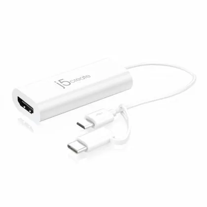 Adaptor video j5create JUA165C, Android USB USB-C/USB Micro-B tată - HDMI mamă, alb