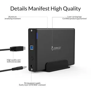 Orico Storage - Case - 3.5 inch Vertical, USB3.0, Power adapter, UASP, black - 7688U3-BK