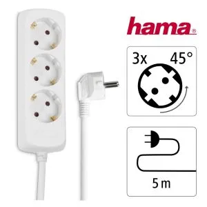 HAMA uzatma kablosu, 3 priz, 108842