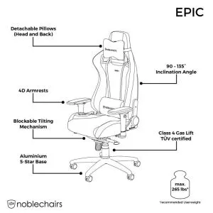 Oyun koltuğu Noblechairs EPIC, Black Edition