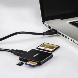 Cititor de carduri HAMA Multi, USB 3.0, SD/microSD/CF, 5 Gbps, Negru
