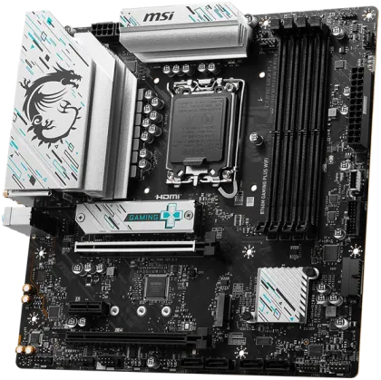 MSI Main Board Desktop B760M GAMING PLUS WIFI, LGA 1700, 4xDDR5, mATX, Dual Channel DDR5 6800(OC)MHz, 2x PCIe x16 slots, 2x M.2 slots, 2x HDMI, 2x USB 3.2 Gen 2x2, 4x USB 3.2 Gen 1 , 4x USB 2.0, 7.1 HD Audio, 2.5Gbps LAN, WI-Fi 6E, BT, 3Y