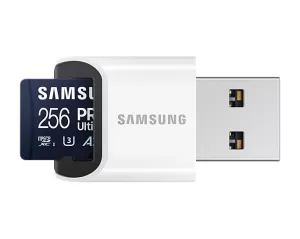 Memory card Samsung PRO Ultimate microSD Card (2023), 256GB, USB reader