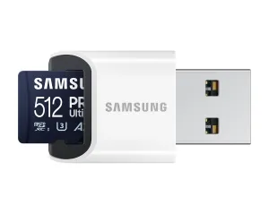 Card de memorie Samsung PRO Ultimate, microSDXC, UHS-I, 512 GB, Adaptor, cititor USB