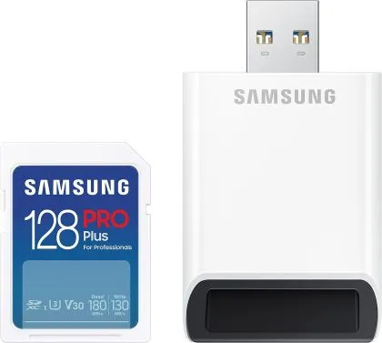 Карта памет Samsung PRO Plus, SD Card, 128GB, USB Четец, Бяла