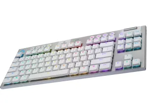 Logitech Kablosuz Oyun Mekanik Klavye, G915 TKL Beyaz Lightsync RGB, Dokunsal Anahtarlar
