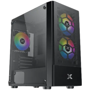 Oreo Black EN47758, M-ATX, USB3.0x1+USB2.0x2, Meshed Grill FP, Left TG, 3PCS X24F Fixed RGB Fan