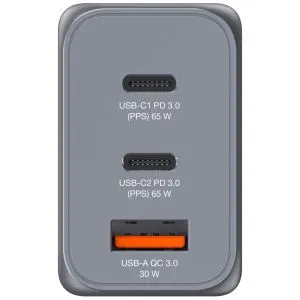 Încărcător Verbatim GNC-65 GaN încărcător 3 porturi 65W USB A/C (UE/UK/SUA)